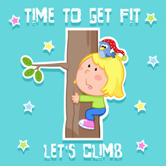 Time to get fit - Little girl and sport - Tree climbing