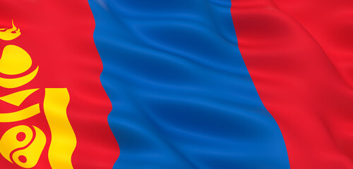 National Fabric Wave Closeup Flag of Mongolia
