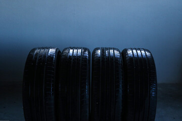 Winter tire background. Tires banner. 