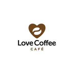 coffee bean icon with heart symbol logo design Illustration for coffee lover, cafe bar or restaurant