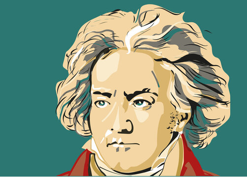 colored portrait of Ludwig van Beethoven 