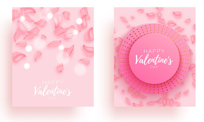 Romantic set banner. Spesial brochure with hearts. Gift poster card. Sale banner background for romantic day.