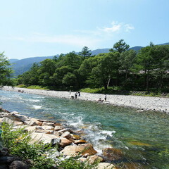 長野県の観光地、上高地の美しい自然の風景