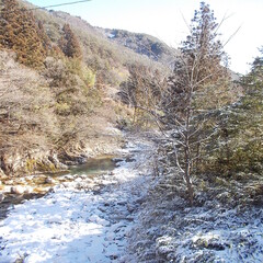 長野県阿南町の山奥の集落、和合の冬の自然の景色