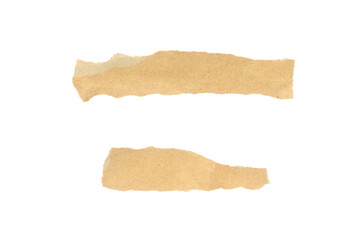 Recycled paper craft stick on a white background. Brown paper torn or ripped pieces of paper isolated on white background with clipping path.
