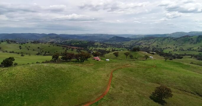 360 degrees panorama over Sofala area of Central West NSW with farms in 4k.
