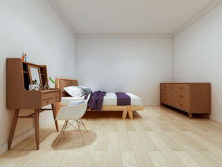 The cloakroom in the clean and tidy bedroom has beds, dressers, etc