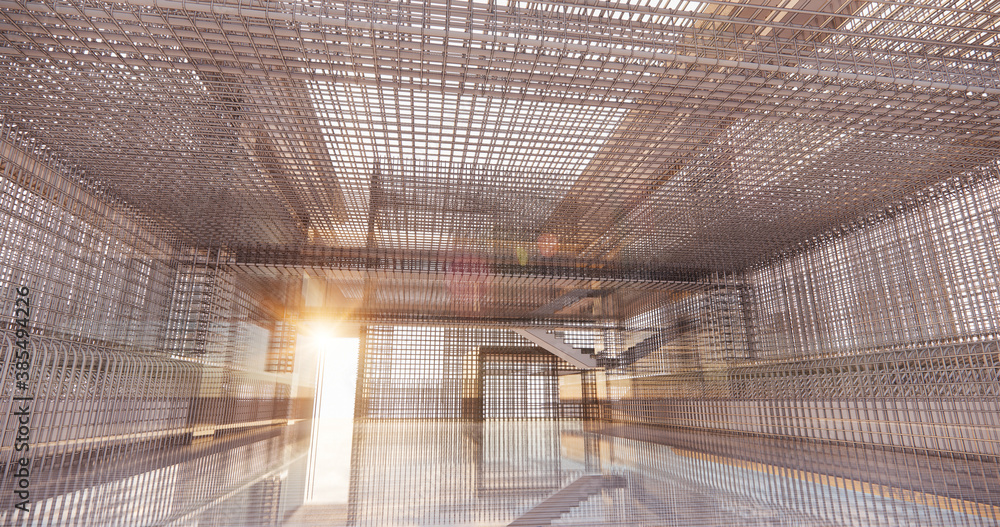 Poster 3d bim model of reinforcement framework of the building