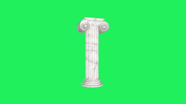 Realistic roman style stone pillar with green background.