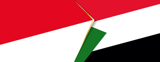 Indonesia and Sudan flags, two vector flags.