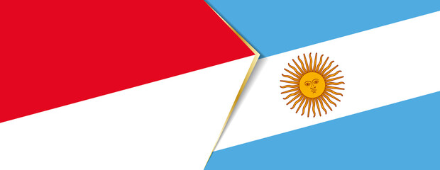 Indonesia and Argentina flags, two vector flags.