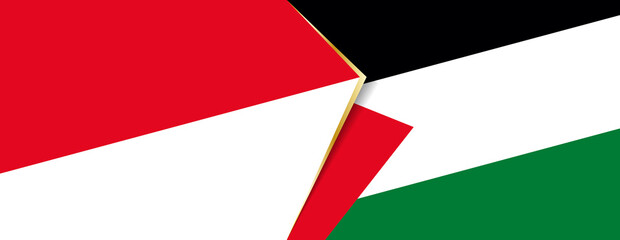 Indonesia and Palestine flags, two vector flags.