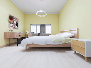 The cloakroom in the clean and tidy bedroom has beds, dressing tables, etc,