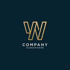 Letter logo W with golden abstract line art style, unique, premium, vector part 3