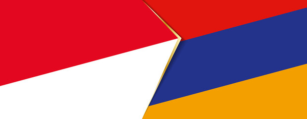 Indonesia and Armenia flags, two vector flags.