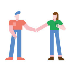 Couple of woman and man holding hands vector design