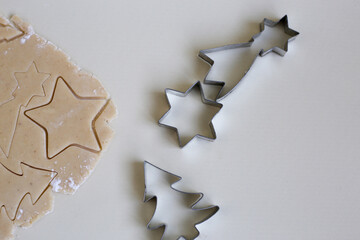 Christmas cookie cutters. Christmas cookie molds and gingerbread dough