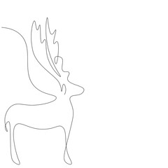 Christmas deer animal line drawing vector illustration