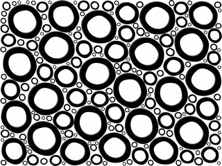 Black circle shapes beautiful texture on plain white background