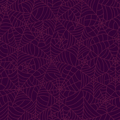 Interwoven hand drawn spider web seamless pattern, great as Halloween background, textiles, banners, wallpapers - vector design