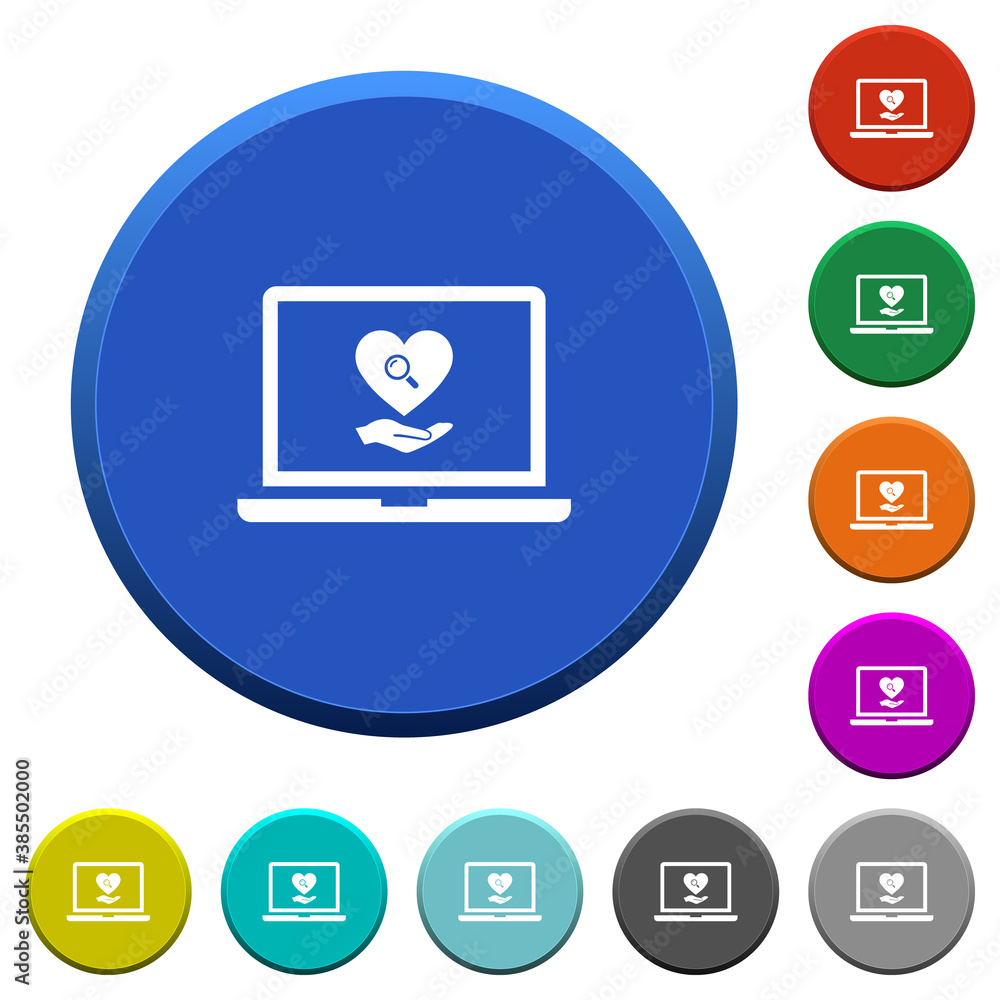 Poster Online Dating on laptop beveled buttons