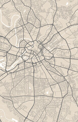 Obraz premium Detailed map of Manchester city, linear print map. Cityscape panorama.