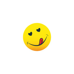 Yummy icon. Hungry smiling face with mouth and tongue emoji. Delicious, healthy funny lunch tasty mood smile avatar happy yellow character cute vector isolated cartoon symbol