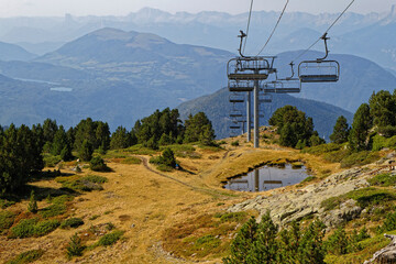 A ski-lift in a beautiful mountain landscape of Chamrousse