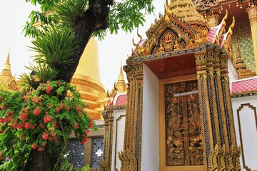 The temple of the Emerald Buddha or Wat Phra Kaew or  Wat Phra Si Rattana Satsadaram in Bangkok Thailand
