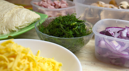 ingredients for making pizza at home in self-isolation