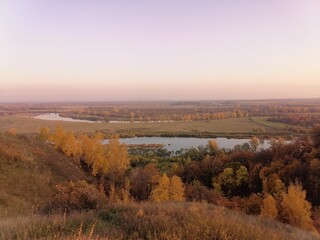 The view from the mountains to the White river in the fall