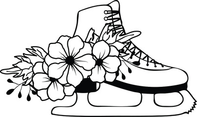 Floral Skating Boot Vector Illustration