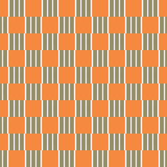 Vector seamless pattern background texture with geometric shapes, colored in orange, green, white colors.