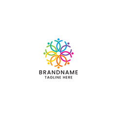 Abstract colorful people logo icon design template premium vector