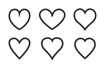 Heart thin line icons set isolated on white background. Modern collection of different linear hearts for love icon, love logo and Valentine's day. Creative art concept, outline heart vector