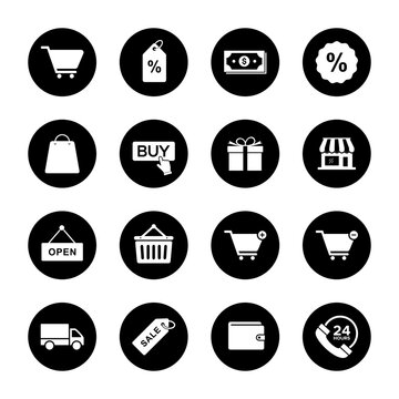 Online shopping icon set. Shopping icon. E-commerce icon vector