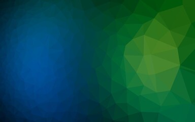 Dark Blue, Green vector abstract polygonal cover.