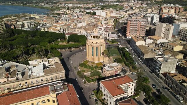 Round building of Church of Saint Thomas al Pantheon Chiesa di San Tommaso from the top, in Siracusa in Sicily, south Italy