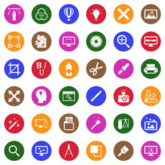 Graphic Design Icons. White Flat Design In Circle. Vector Illustration.