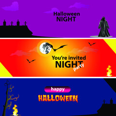 banner happy Halloween in October, trick or treat