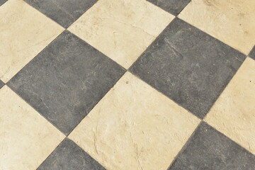 Black and white pattern concrete floor