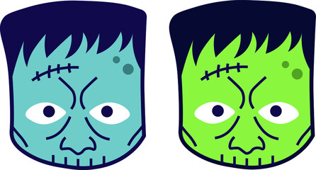 Fototapeta premium Zombie head helloween vector illustration set 