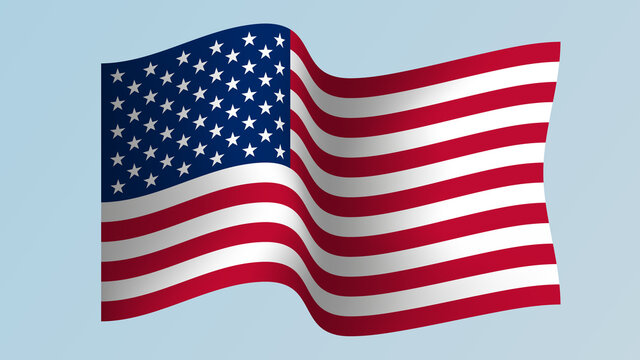 Fluttering waves flag United States of America (USA)