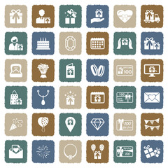Gift And Surprise Icons. Grunge Color Flat Design. Vector Illustration.