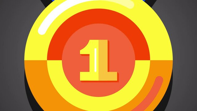 Gold medal - zooming in on number 1 animation motion graphics