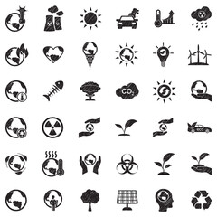 Naklejka premium Global Warming Icons. Black Scribble Design. Vector Illustration.