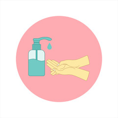 Washing hand with sanitizer liquid soap vector