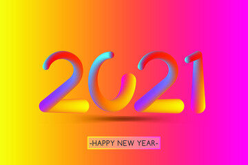 Happy New  Year 2021 Background with Gradient colors Premium Vector.
