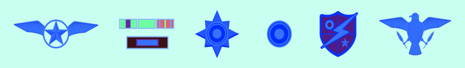 set of golden cup cartoon icon design template with various models. vector illustration isolated on blue background