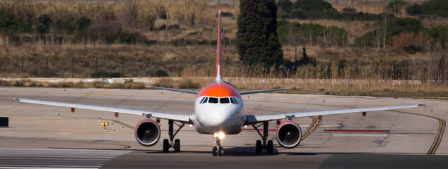 passenger plane lands at airport